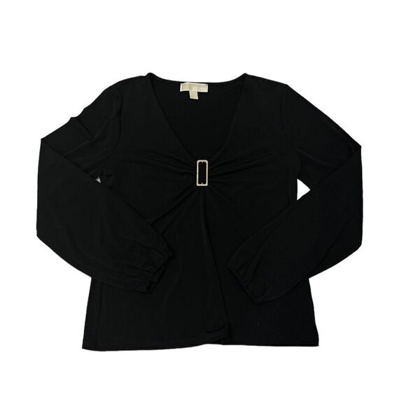 Michael Kors Black Cinched Neckline Blouse - Picture 1 of 4